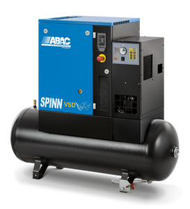 ABAC Spinn 4 EI Variable Speed (VSD) 4kW Screw Compressor, 200L Tank & Dryer