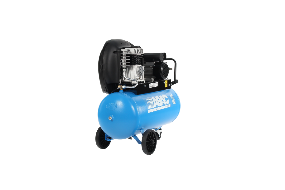 Mobile ABAC compressor with 200mm rear wheels and lockable swivel wheel