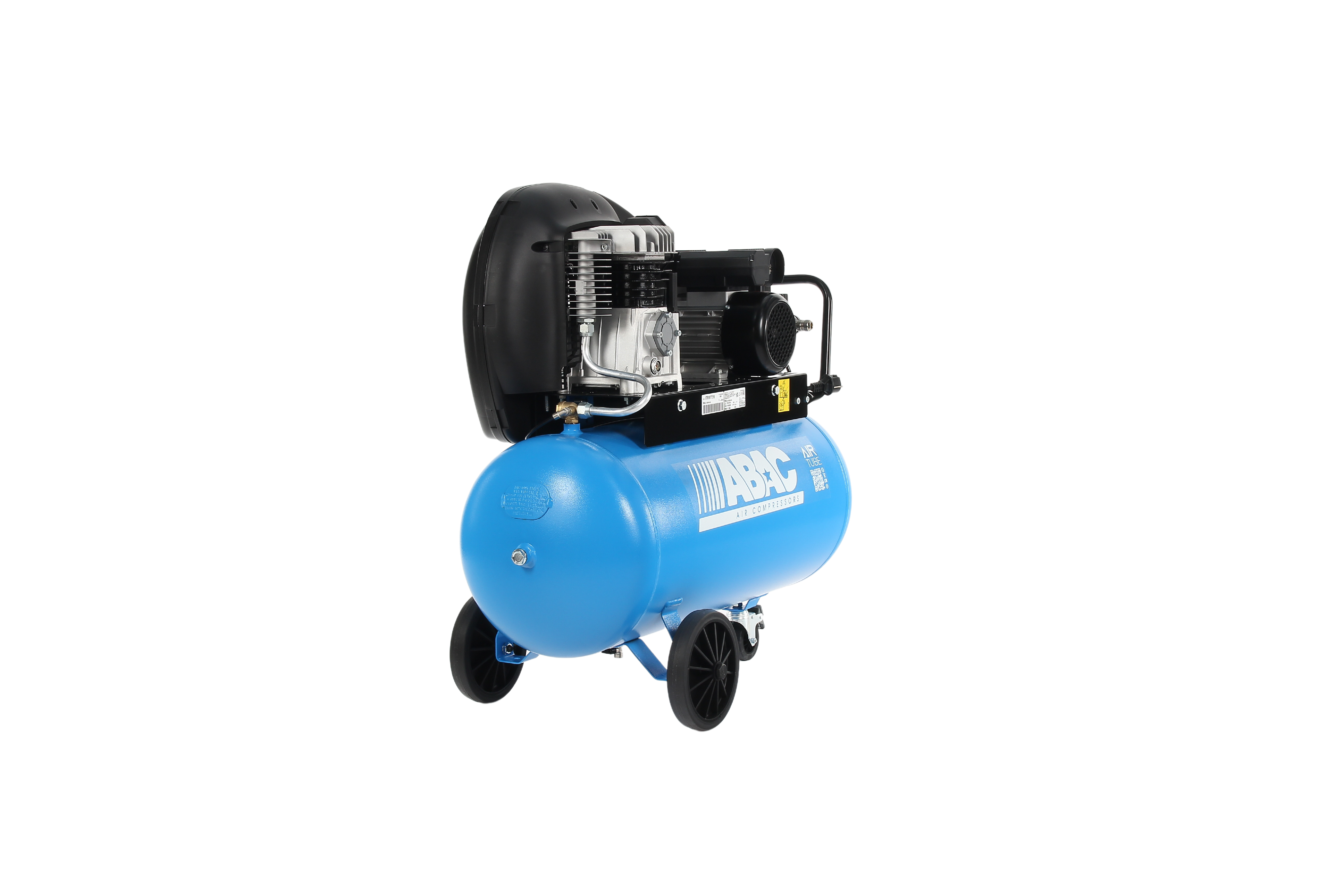 Mobile ABAC compressor with 200mm rear wheels and lockable swivel wheel