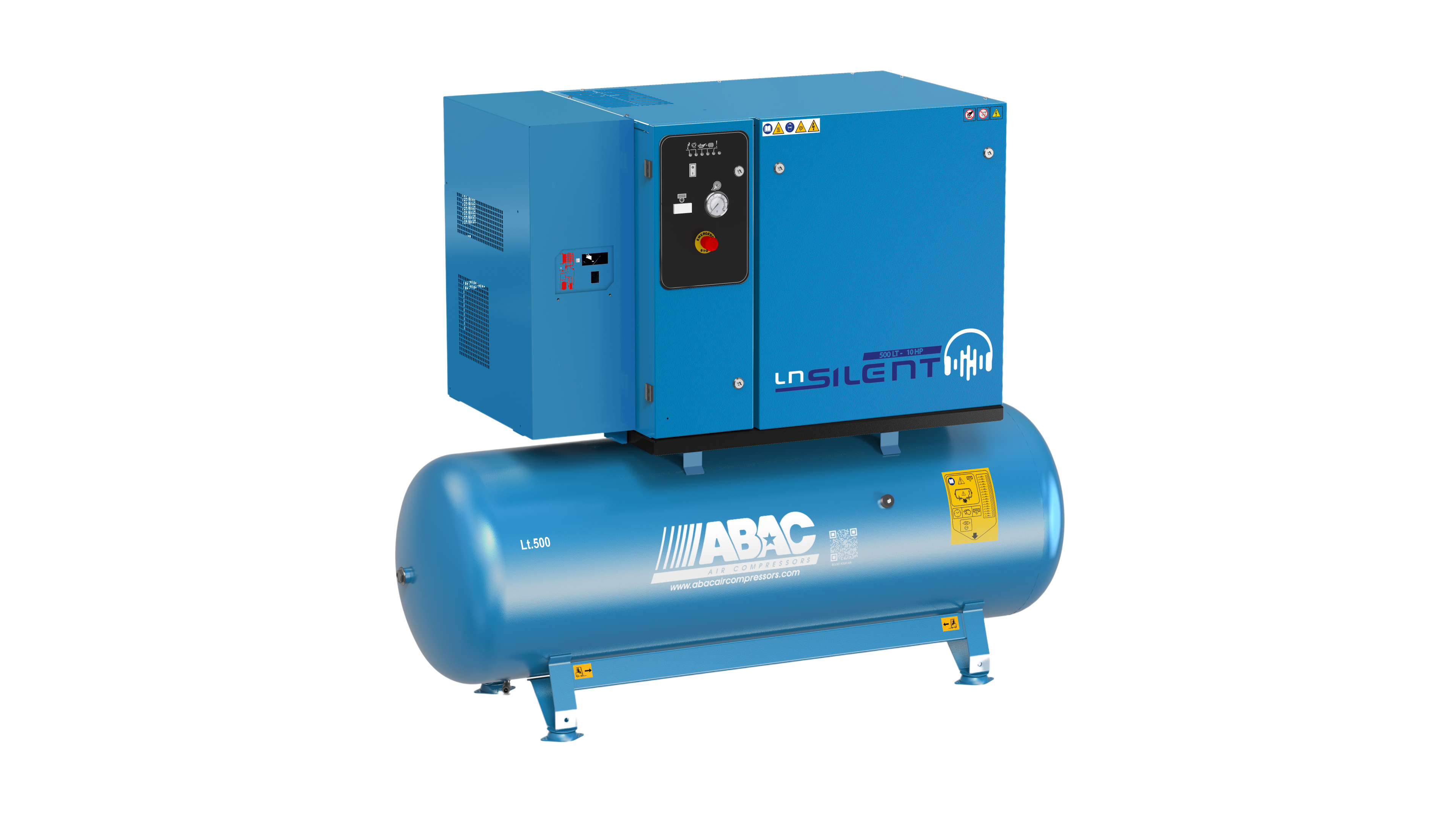 ABAC LN2 B7000 500L T10 YD DRY Silenced Air Compressor & Dryer 400 Volt 38 CFM - 4116026026 - airlinkcompressors.com