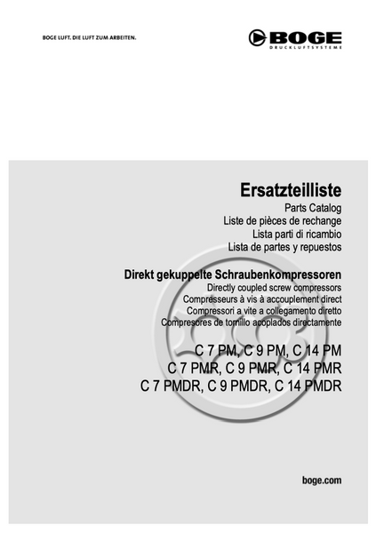 Boge C7PM to C14PMDR Compressor Parts Manual From 2021 - airlinkcompressors.com