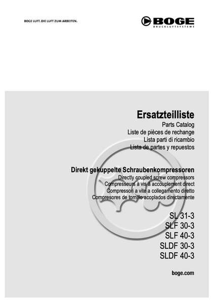 Boge SL 31-3 - SLDF 40-3 Parts Manual From 2020 - airlinkcompressors.com
