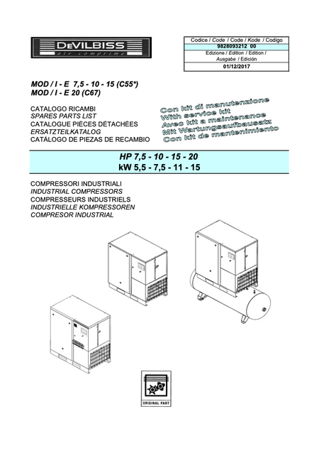 Devilbiss I E 5.5 - 15kW Parts Manual From 2017 - airlinkcompressors.com