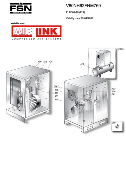 Fini / FSN PLUS 8-10 (IE3) Parts Manual From 2017 - airlinkcompressors.com