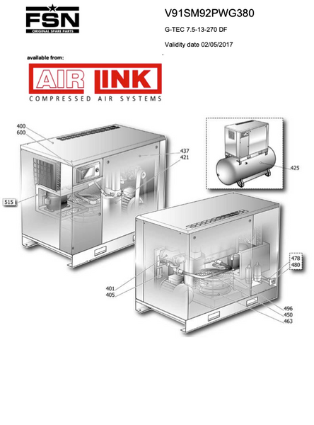 Power System G-TEC 7.5-13-270 DF Parts Manual From 2017 - airlinkcompressors.com