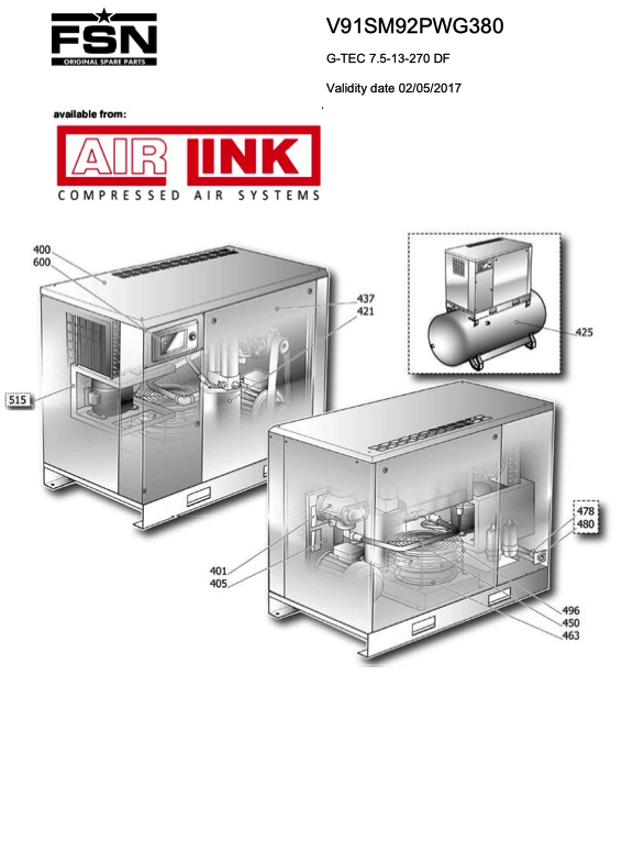 Power System G-TEC 7.5-13-270 DF Parts Manual From 2017 - airlinkcompressors.com