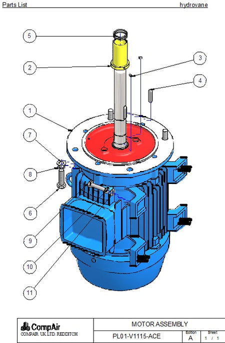 Hydrovane V11/V15 Parts List & Assembly Drawings - airlinkcompressors.com