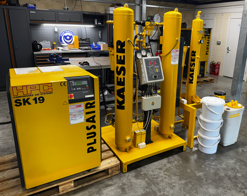Reconditioned / Low Hours HPC SK 19 Rotary Screw Compressor 11kW 7.5Bar with HPC DC 26 Desiccant Dryer, HPC ACT 26 Filtration, Aquamat 2 OWS & (optional) 500L Tank - Complete Compressed Air Package