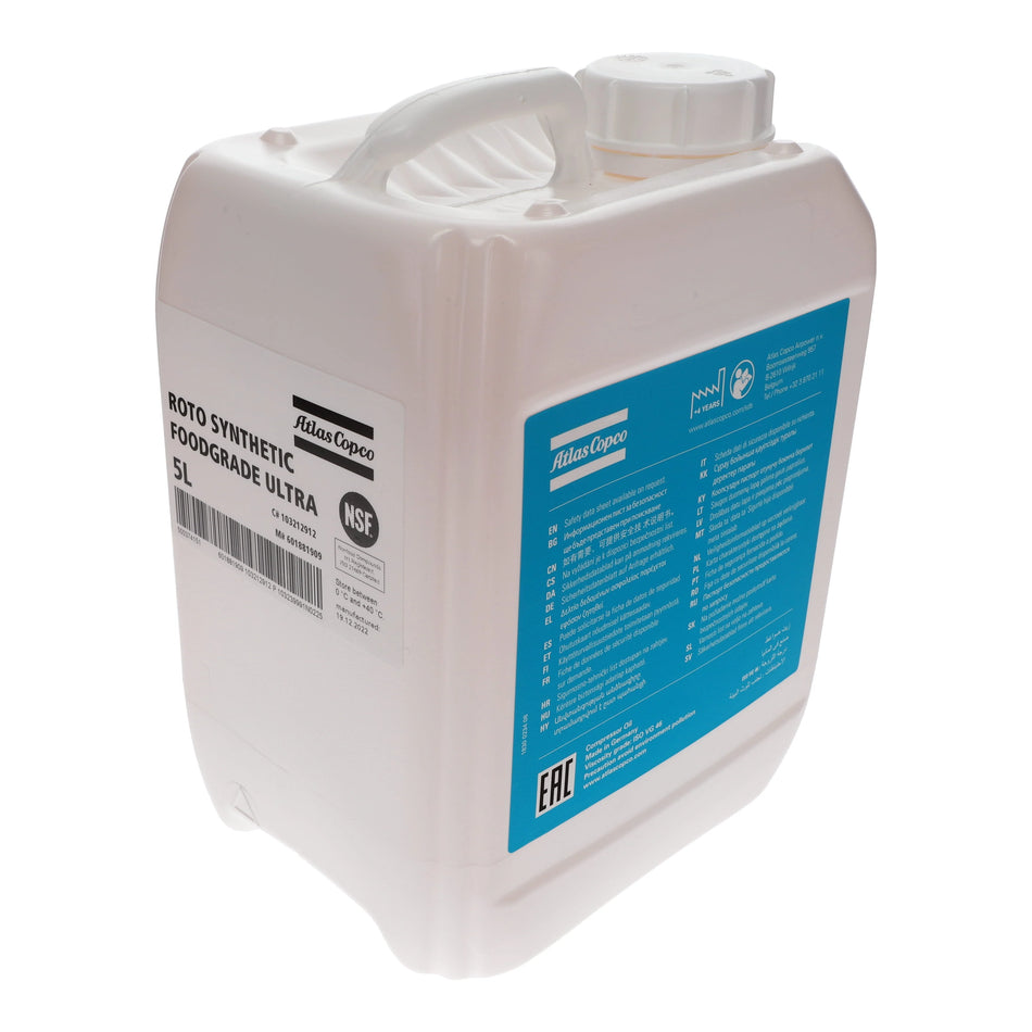 Atlas Copco Roto Synthetic Foodgrade Ultra Screw Compressor Oil 5L - 1830023405