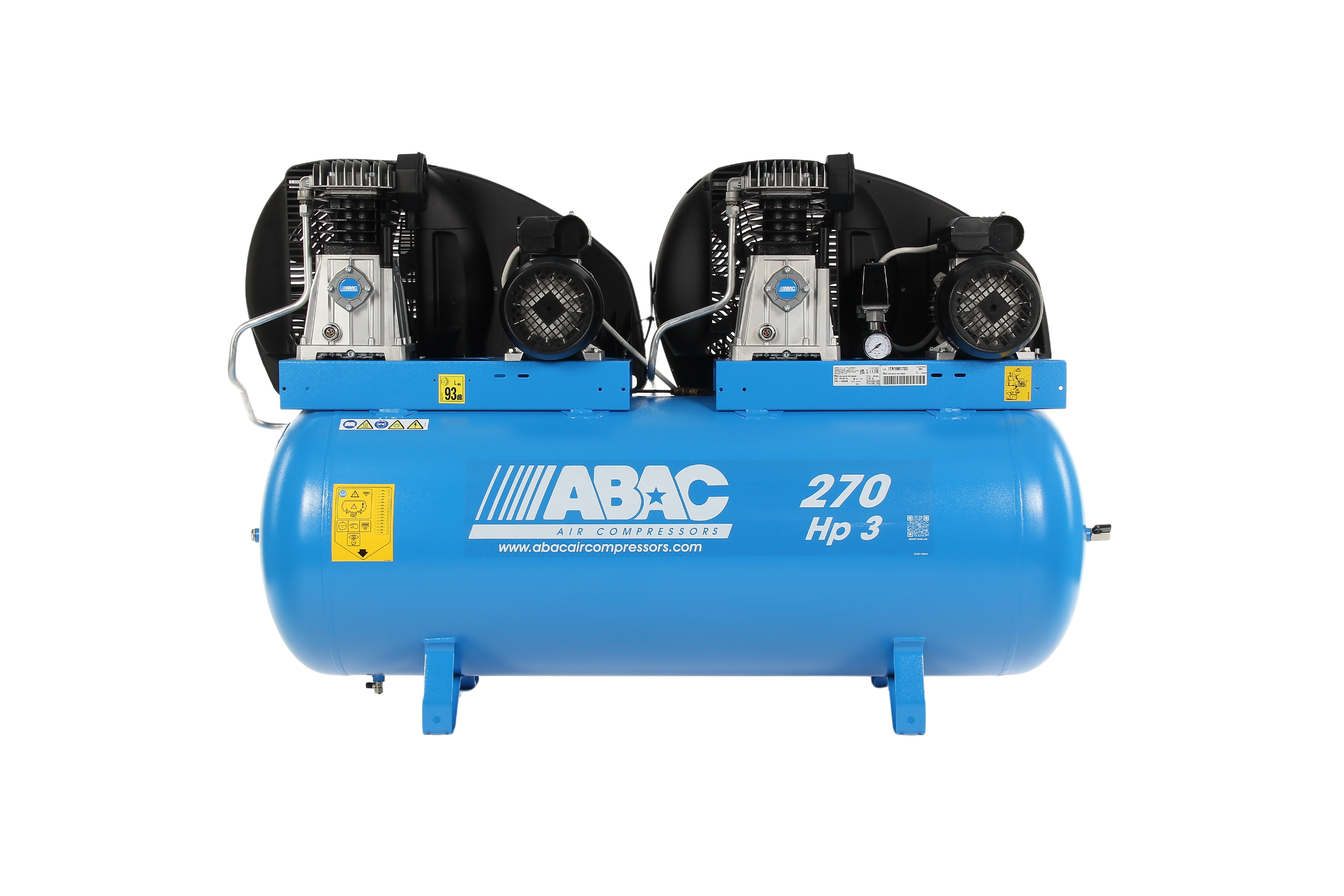 ABAC PRO A39 270 FM3 Tandem - 240V 270L 27.9CFM 10Bar Air Compressor - 4116024868