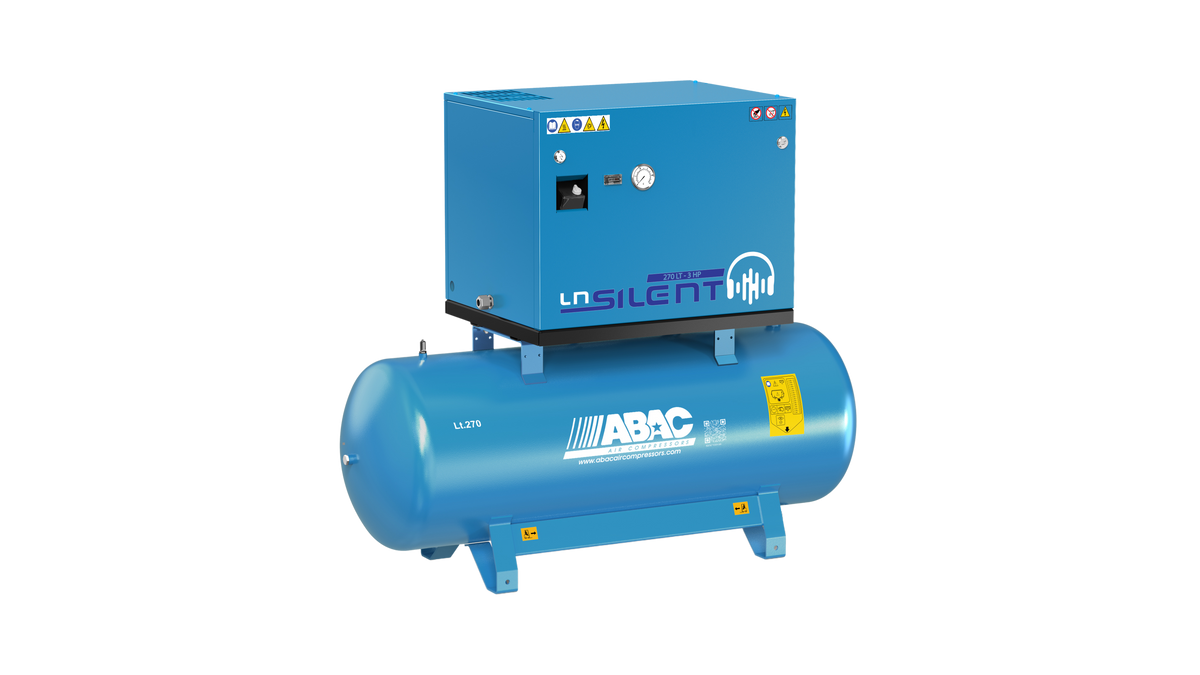 ABAC LN1 A39B 270L Tank Mounted Silenced Air Compressor M3 230 Volt 14 CFM - 4116000557