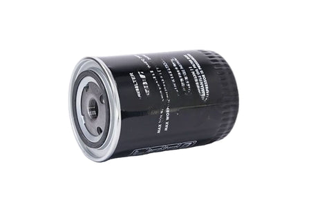 Black oil filter on a white background
