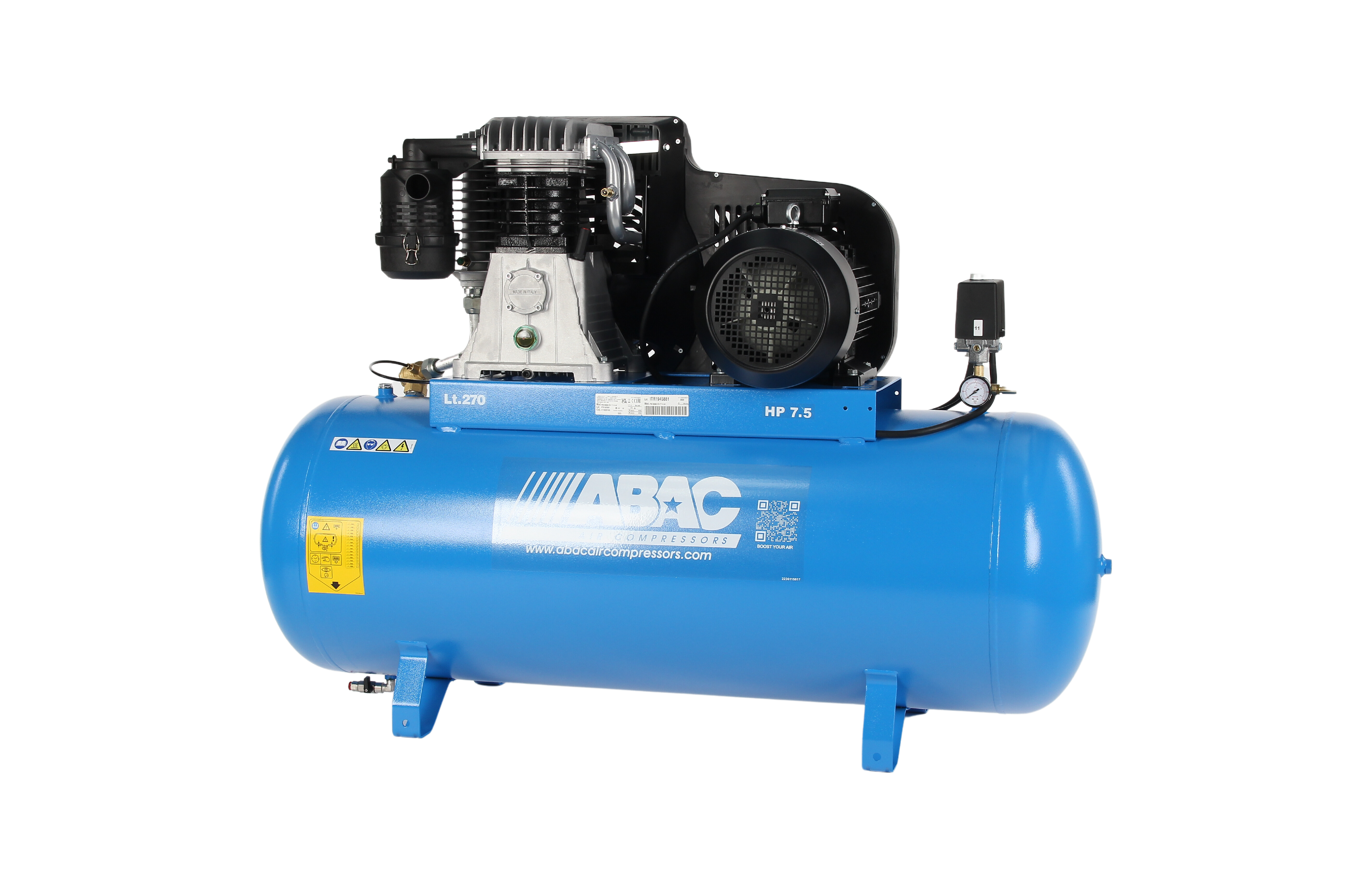 Abac PRO B6000 270L FT7.5 - 3 Phase 5.5kw 270L 29CFM 11Bar Air Compressor - 4116020193