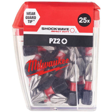 Milwaukee 4932472041 25 Piece ShockWave Impact Duty PZ2 x 25mm Screwdriving Bit Set