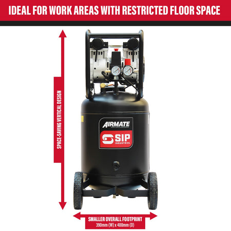 SIP DD 2hp 50ltr Low Noise Vertical Compressor - 05483 - airlinkcompressors.com