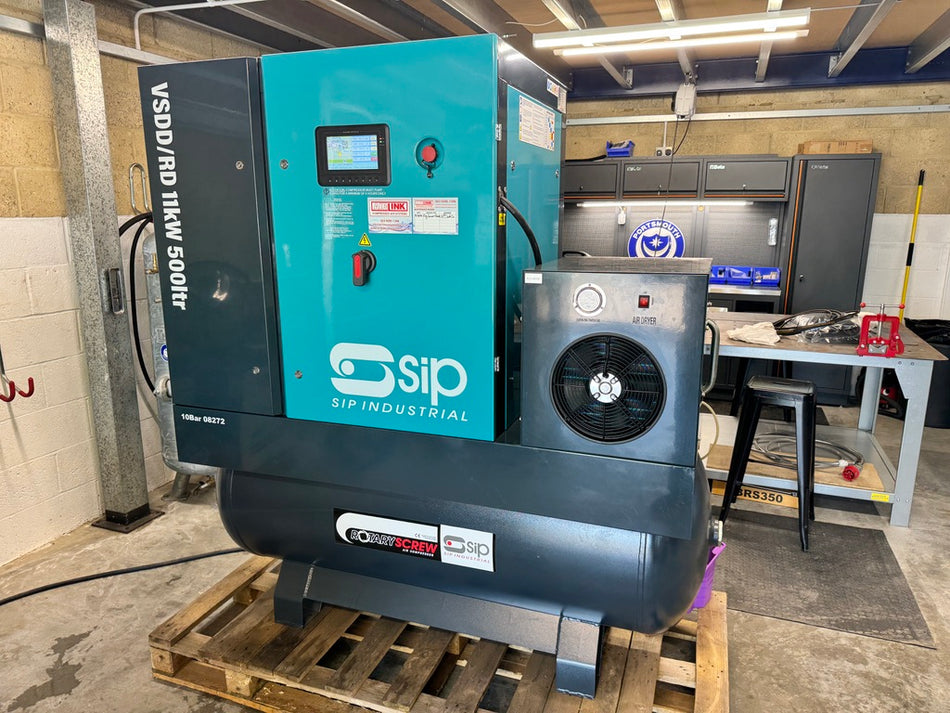 Ex-Demo SIP VSDD 11 10 Bar Variable Speed Rotary Screw Compressor with Dryer - Fully Serviced, Very Low Hours, 500L Tank