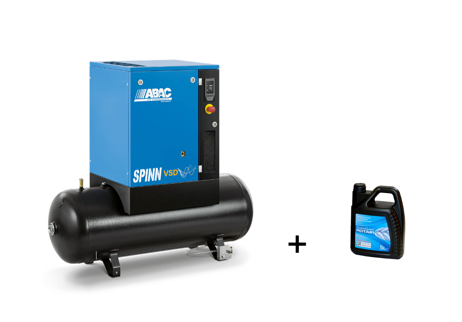 ABAC Spinn 2.2 I Variable Speed (VSD) 2.2kW 200L Screw Compressor & 5L Rotair Oil - 4152060803