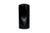 Black cylindrical object on a white background