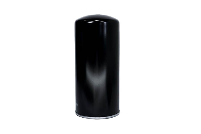 Black cylindrical object on a white background