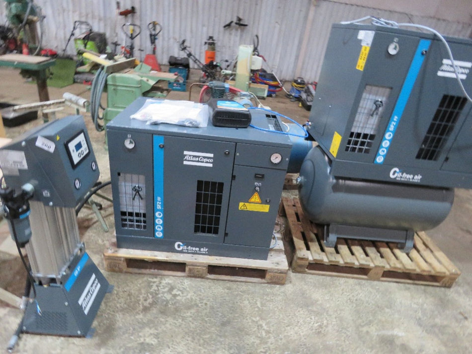 2 off Atlas Copco SF2 FF 8 Bar 230v Oil Free Scroll Compressors &  1 off Atlas Copco CD6+ Adsorption Dryer