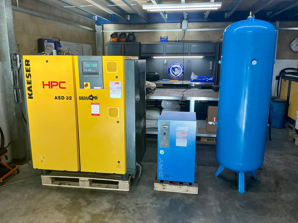 Reconditioned / Low Hours HPC Kaeser ASD 32 Rotary Screw Compressor with ABAC 290 Dryer & 500L Tank