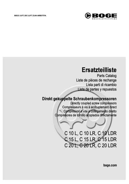 Boge C10L to C20LDR Compressor Parts Manual From 2021