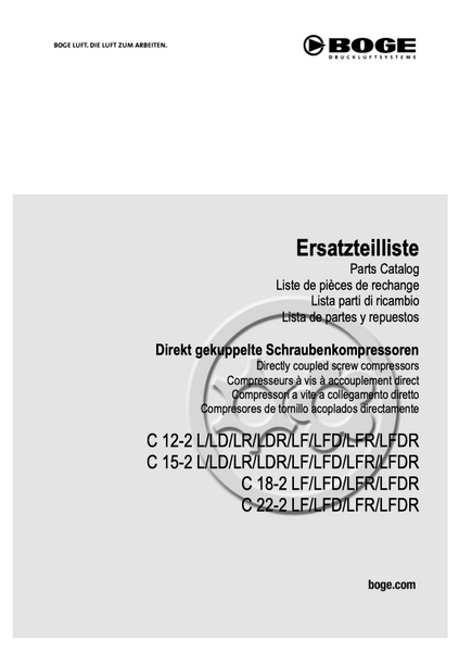 Boge C12-2 to C22-2LFDR Compressor Parts Manual From 2021