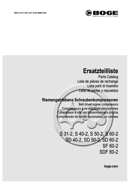 Boge S 31-2 to SDF 60-2 Parts Manual From 2020