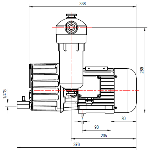 DVP LC12WR Oil Lubricated Rotary Vane Vacuum Pump - 0.45 Kw