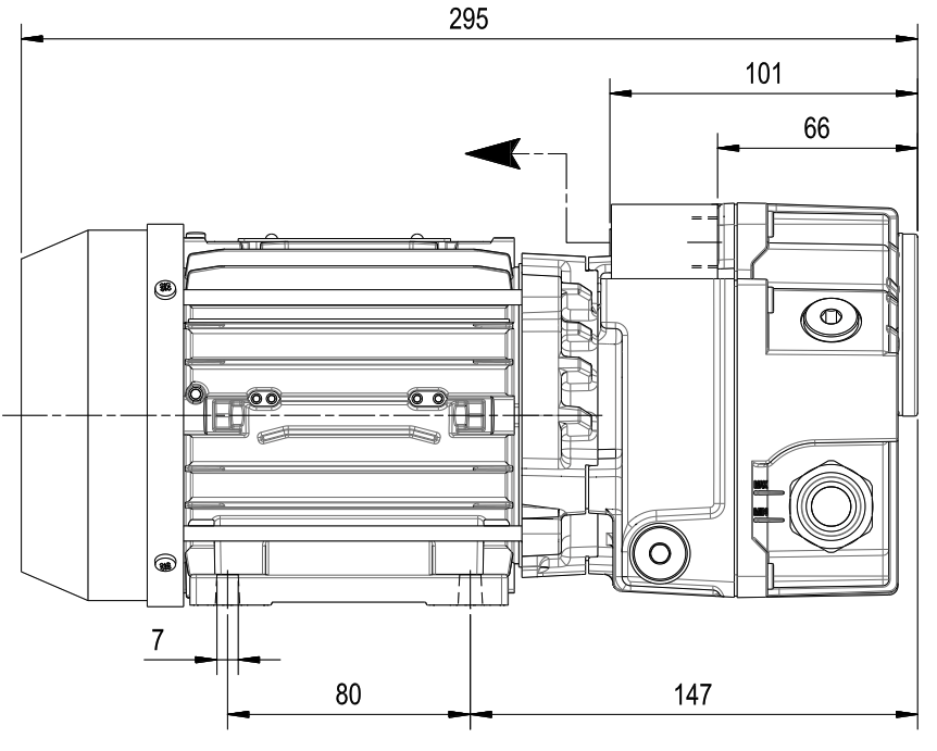 DVP, LC8, Vacuum, Pump Dimensions Side