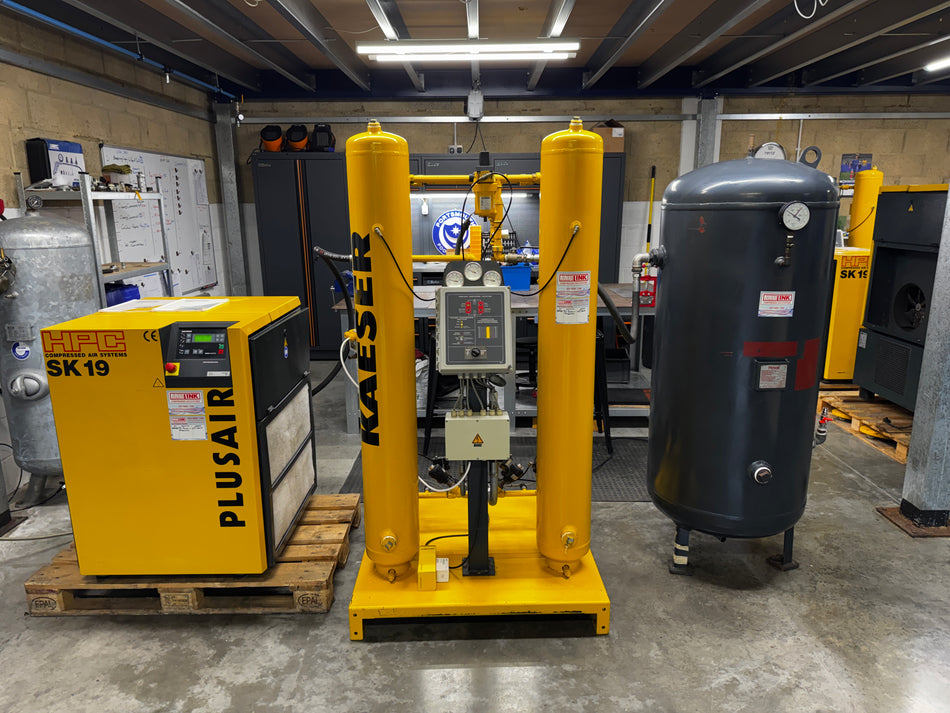 Reconditioned / Low Hours HPC SK 19 Rotary Screw Compressor 11kW 7.5Bar with HPC DC 26 Desiccant Dryer & 500L Tank - Complete Compressed Air Package