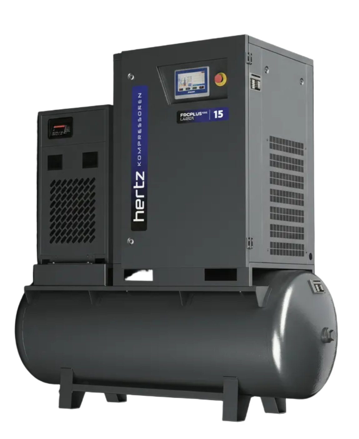 Hertz air compressor on a white background