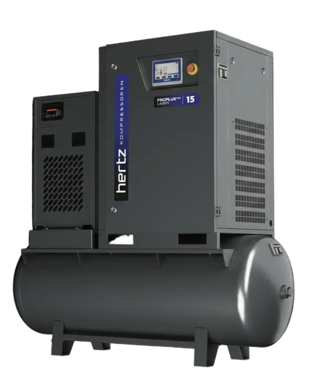 Hertz air compressor on a white background