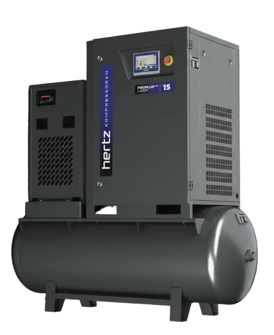 Hertz air compressor on a white background