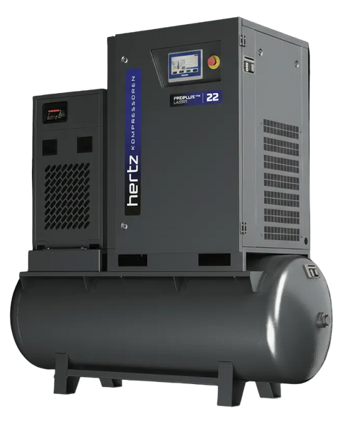 Hertz FRECON PLUS PM LASER 22 22 kW 16/20 bar VSD compressor with 500L tank and dryer