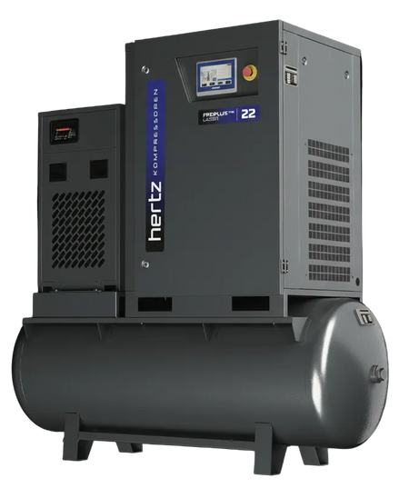 Hertz FRECON PLUS PM LASER 22 22 kW 16/20 bar VSD compressor with 500L tank and dryer