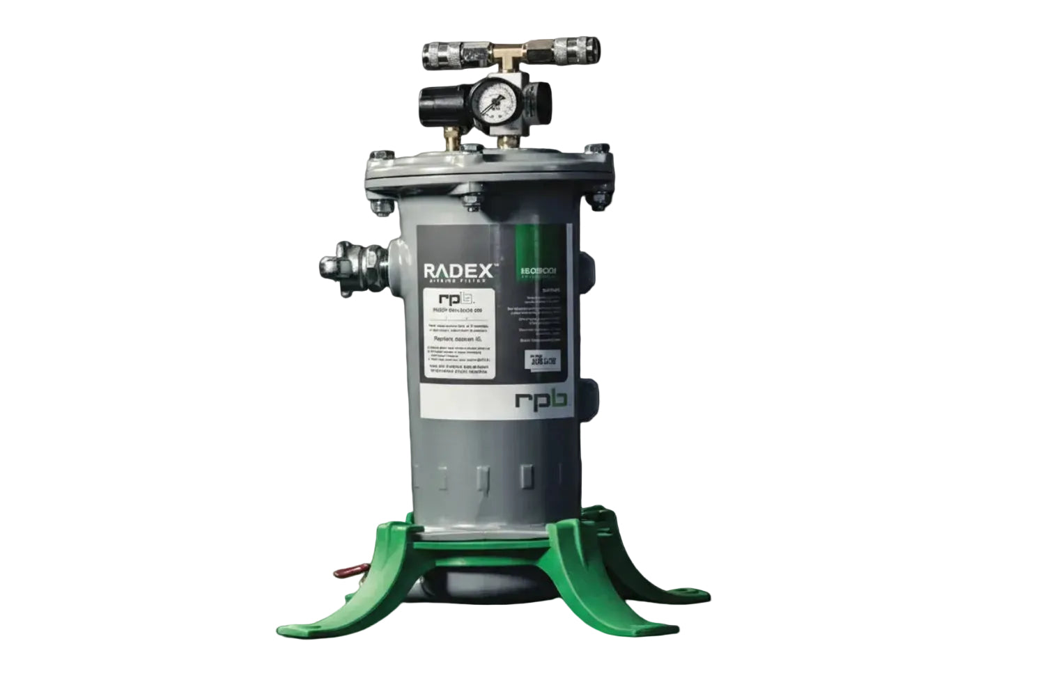 Radex pressure pump on a stand with a dark background