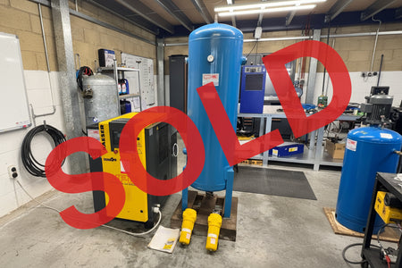 HPC Kaeser SM12 T 7.5kW rotary screw compressor with new dryer, 250L tank, HPC filters, 1/2" connection and only 2586 run hours – 8 bar package, fully tested