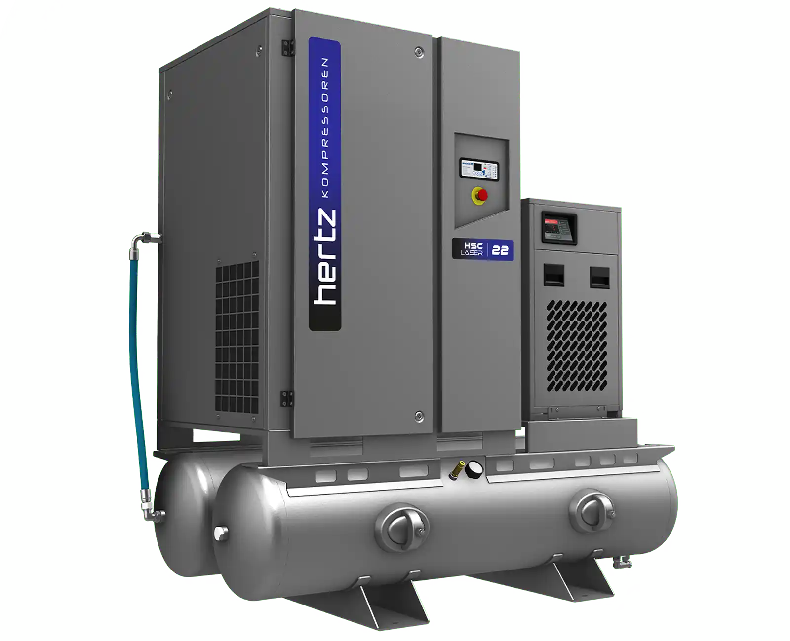 Hertz HSC LASER 22 22kW 14.5/16/20 bar fixed-speed compressor with 500L tank and dryer