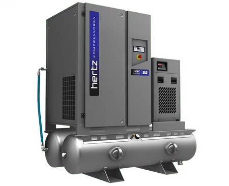 Hertz HSC LASER 22 22kW 14.5/16/20 bar fixed-speed compressor with 500L tank and dryer