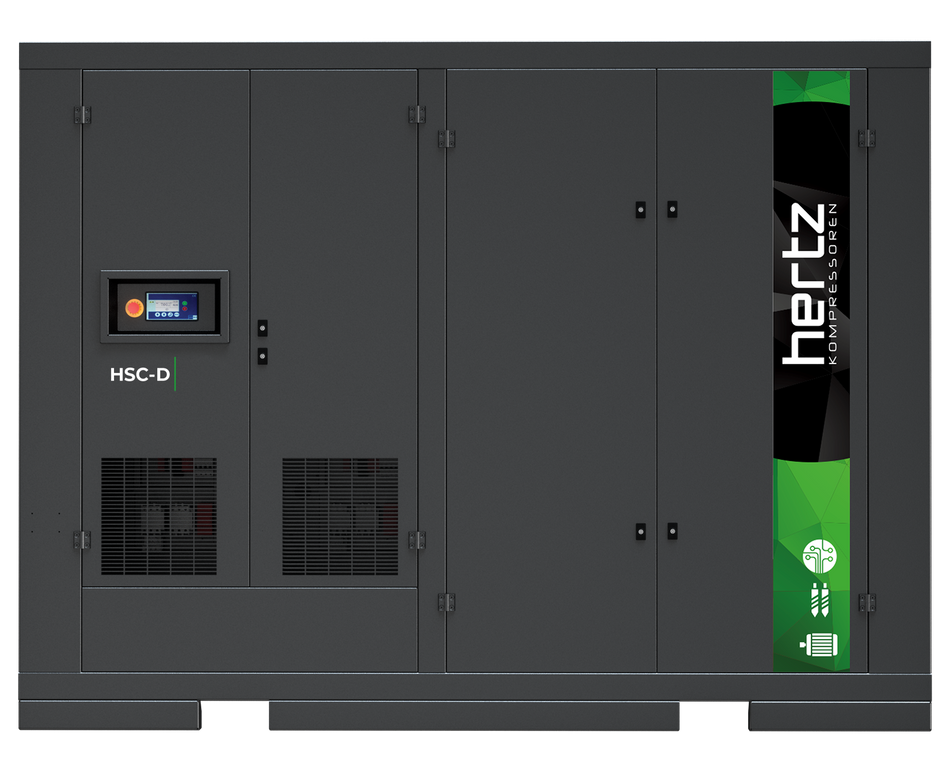 Hertz compressor system with visible branding on a white background