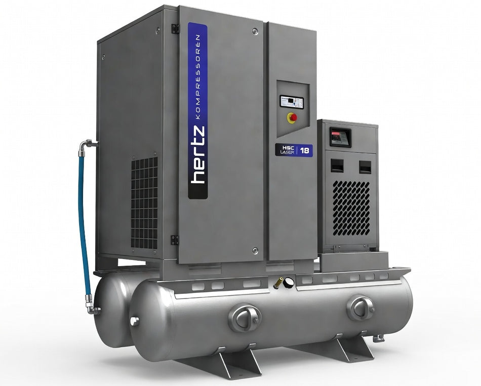 Hertz HSC LASER 18.5 18.5kW 14.5/16/20 bar fixed-speed compressor with 500L tank and dryer
