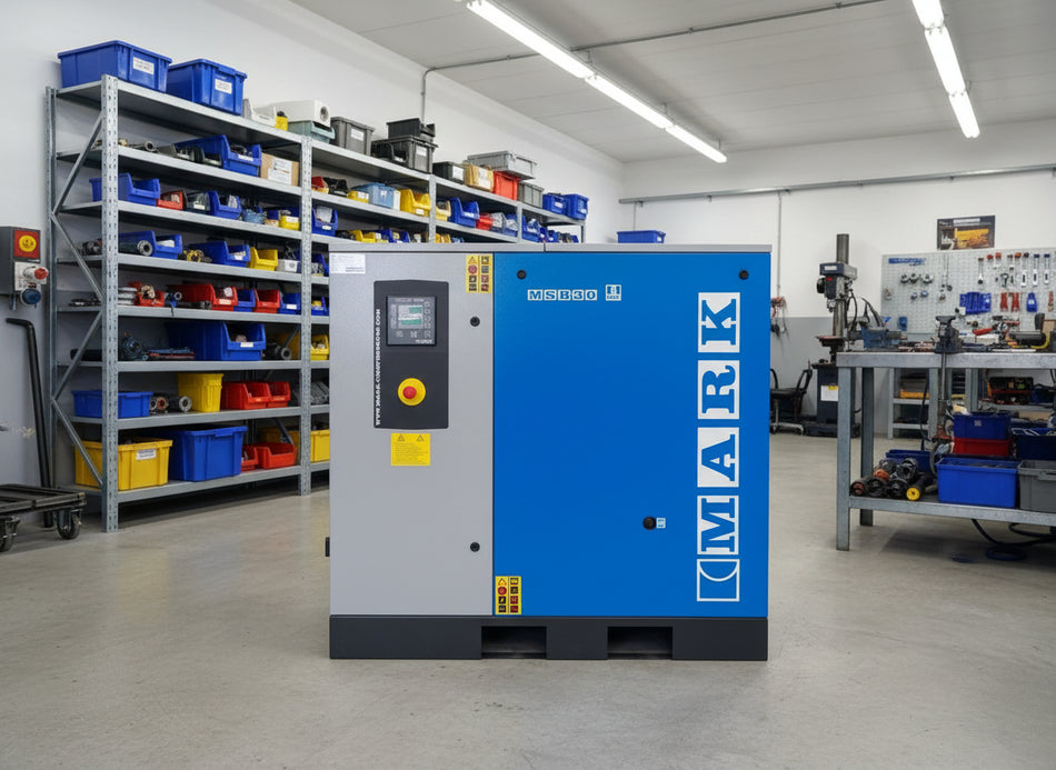 Refurbished MARK MSB30 30 kW Fixed-Speed Rotary Screw Compressor – 2016, 8 bar, 140 CFM, Genuinely Low Hours