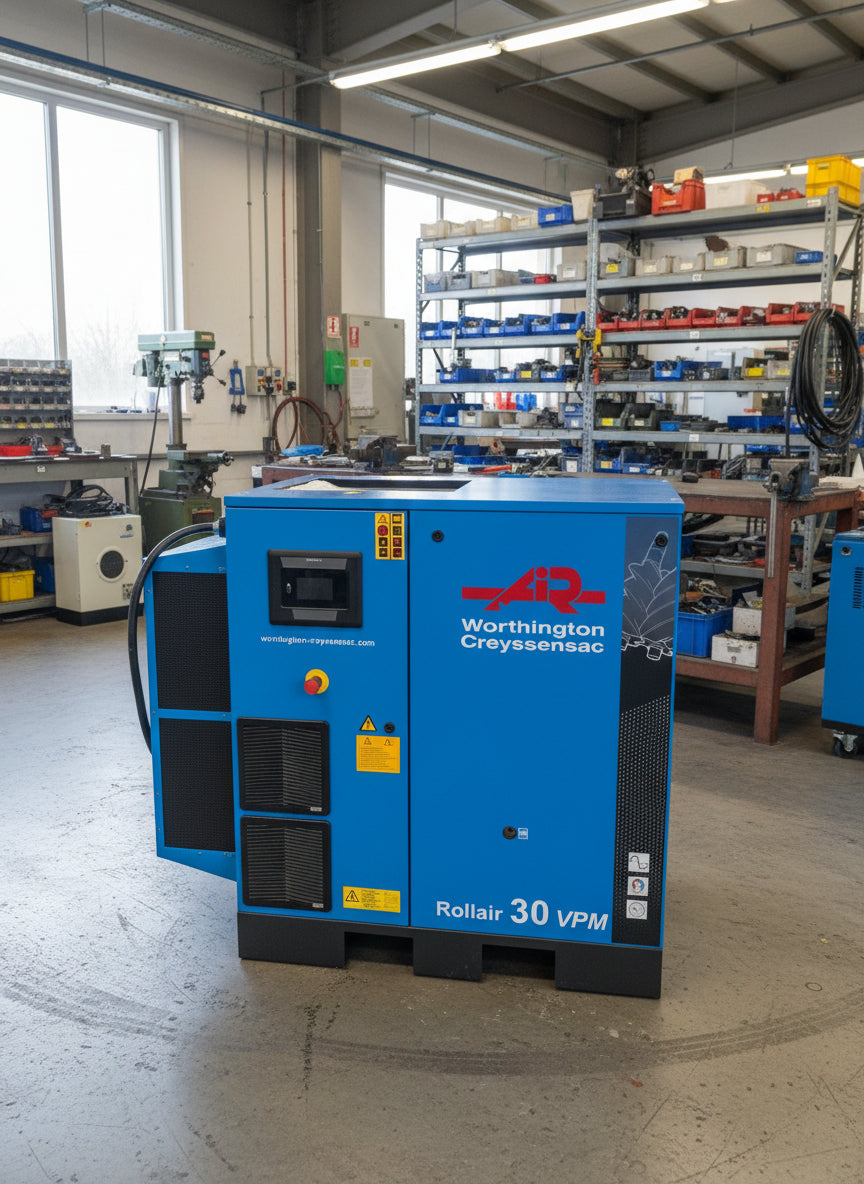 Refurbished 2023 Worthington Creyssensac RLR30V PM 22 kW Permanent Magnet Variable Speed Compressor – 13 bar, Up to 142 CFM