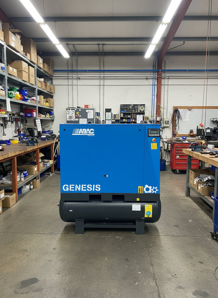 Refurbished ABAC Genesis 18.5/500 D 18.5kW Receiver-Mounted Screw Compressor with Dryer – 8 bar / 97 CFM