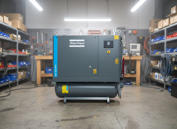 As-New 2020 Atlas Copco GA18 FF + 500L Receiver & Dryer – ONLY 1,000 Hours – 18.5kW 7.5 bar / 115 CFM