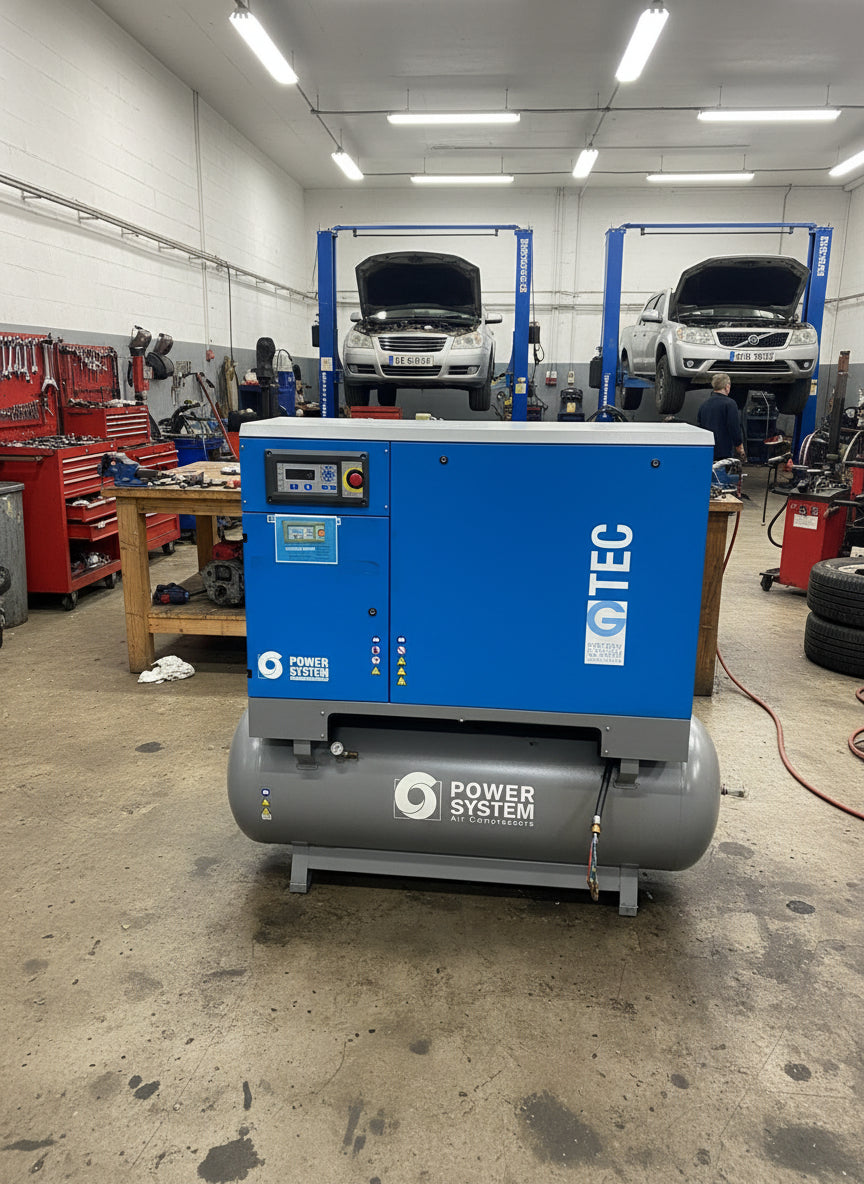 Refurbished Power System GTEC 22-10-500 DF 22 kW Fixed-Speed Screw Compressor with 500L Receiver & Integrated Dryer – 10 bar, 106 CFM