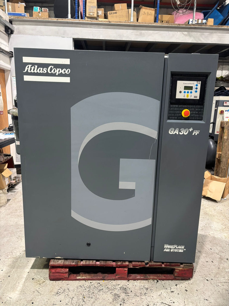 Atlas Copco GA30+ FF 30kW Rotary Screw Compressor with Integral Dryer & Dual Filtration - 7.3 Bar, 203.4 cfm | Refurbished