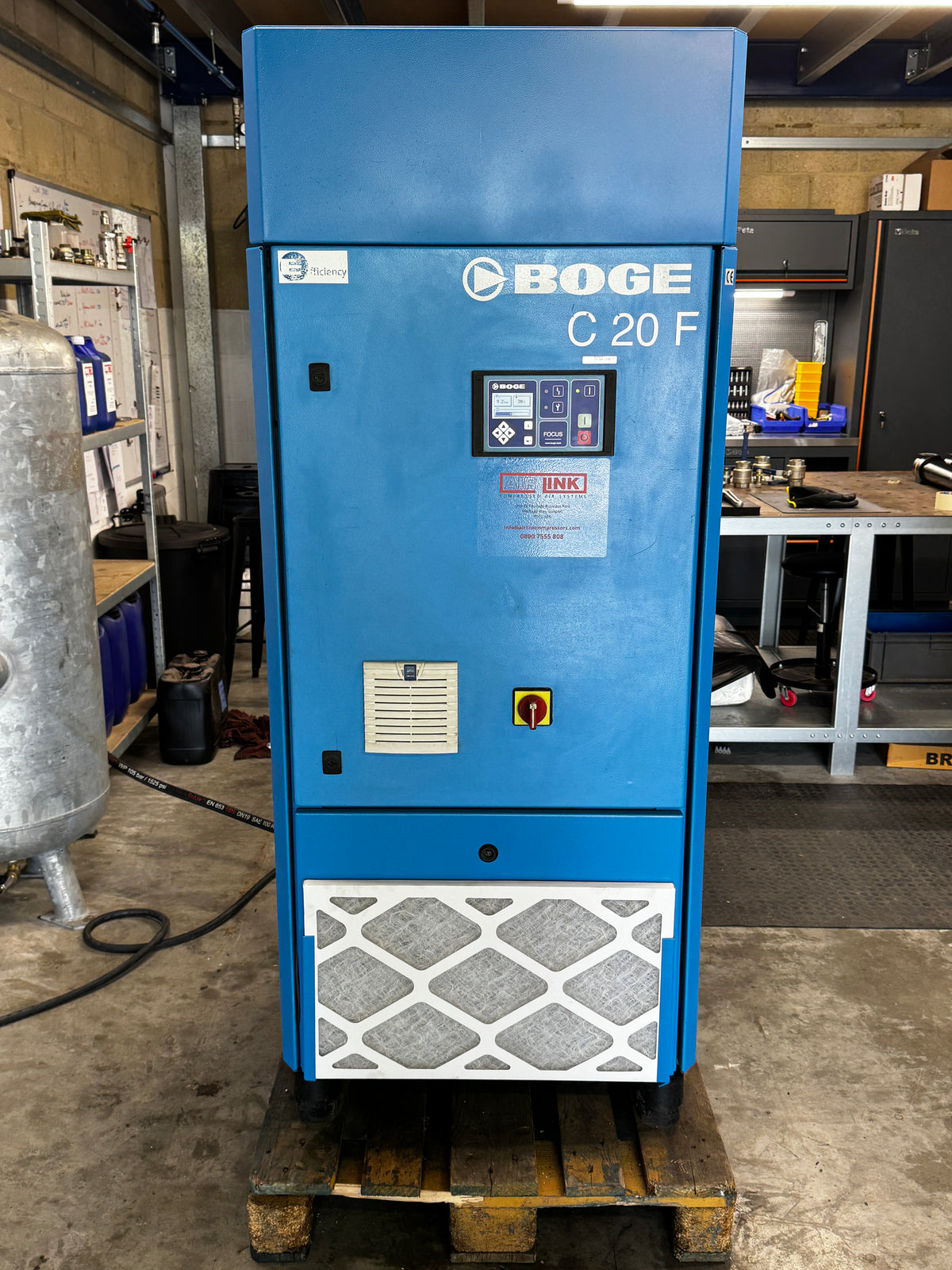 Boge C20F 15 kW frequency-controlled rotary screw compressor, 20 to 79 cfm at 10 bar