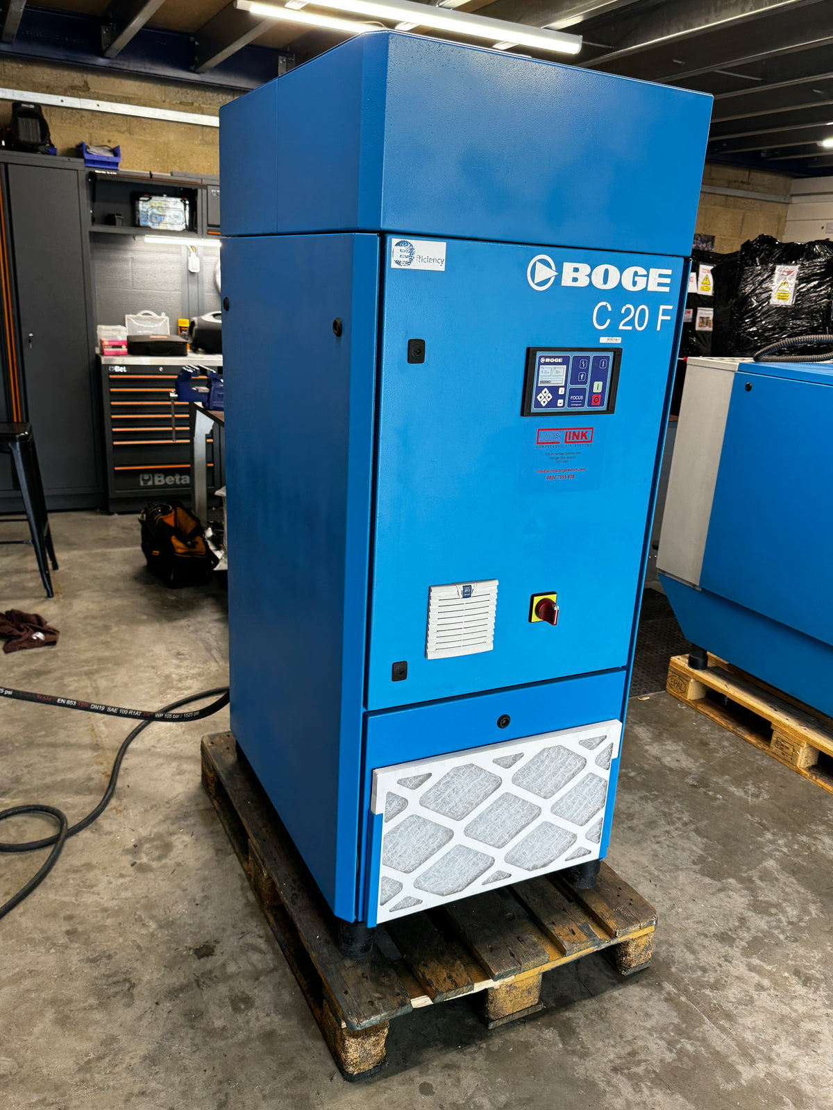 Boge Focus controller on a reconditioned C20F 10 bar compressor after in-house test